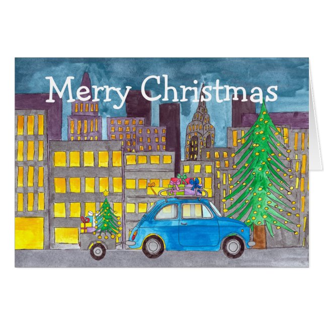 Fiat 500 i Anpassadet City Hälsningskort (Framsidan Horizontal)