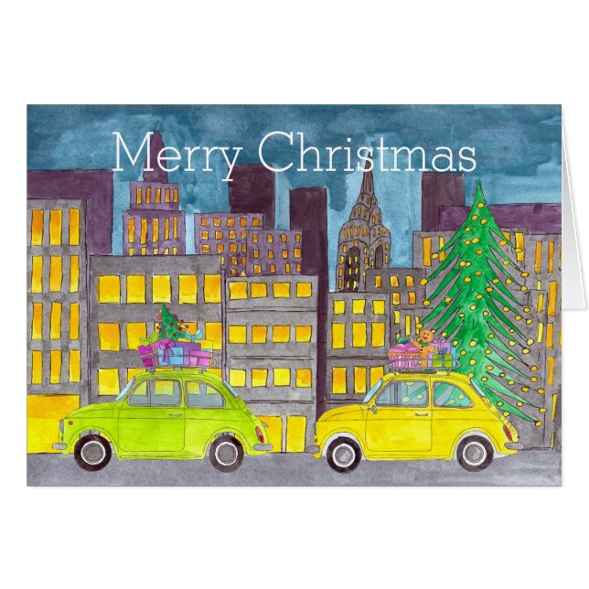 Fiat 500 i Anpassadet City Hälsningskort (Framsidan Horizontal)