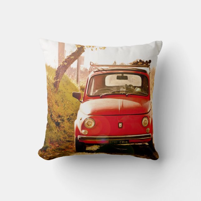 Fiat 500 i italien, klassikerbil dämpar kudde (Framsida)