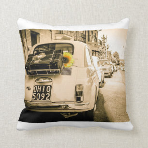 Fiat 500 i italien, klassikerbil, kudder, dämpar kudde
