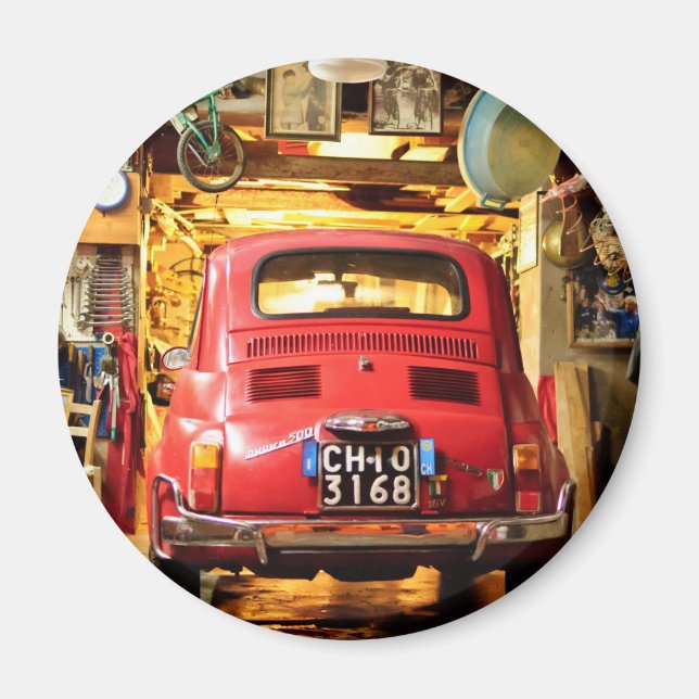 Fiat 500 i Italien Magnet (Framsidan)