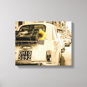 Fiat 500 i italienvintagekanfas canvastryck