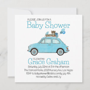 Fiat 500 i Pojke Shower-inbjudan Inbjudningar
