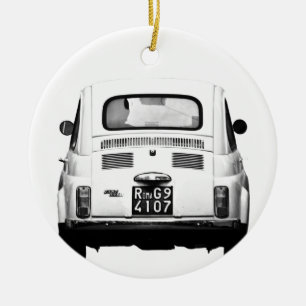 Fiat 500 i Rome, Italy. Julgransprydnad Keramik