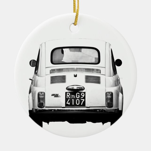 Fiat 500 i Rome, Italy. Julgransprydnad Keramik (Framsidan)