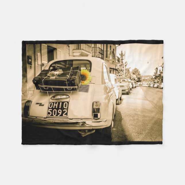 Fiat 500, italien, ullfiltvintage car fleecefilt (Framsidan (Horisontell))