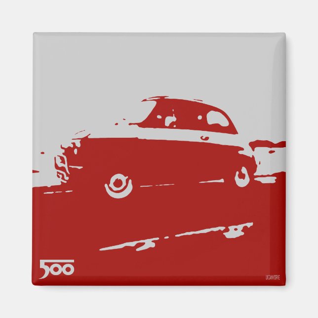 Fiat 500 klassisk magnet - Rött ljus (Framsidan)