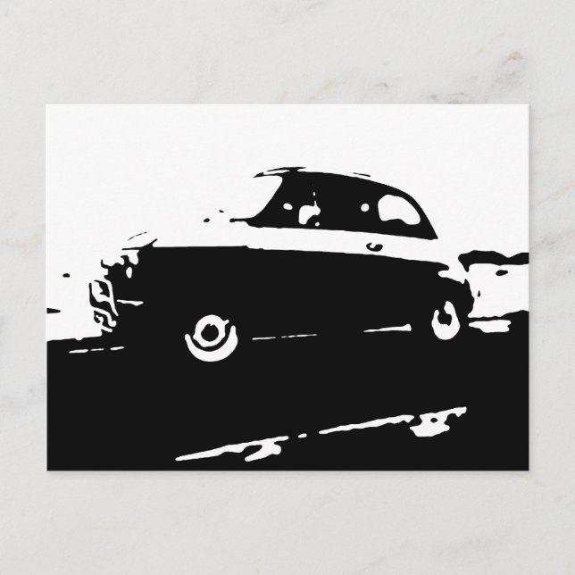Fiat 500 klassisk - Svart vykort för bilder (Framsida)