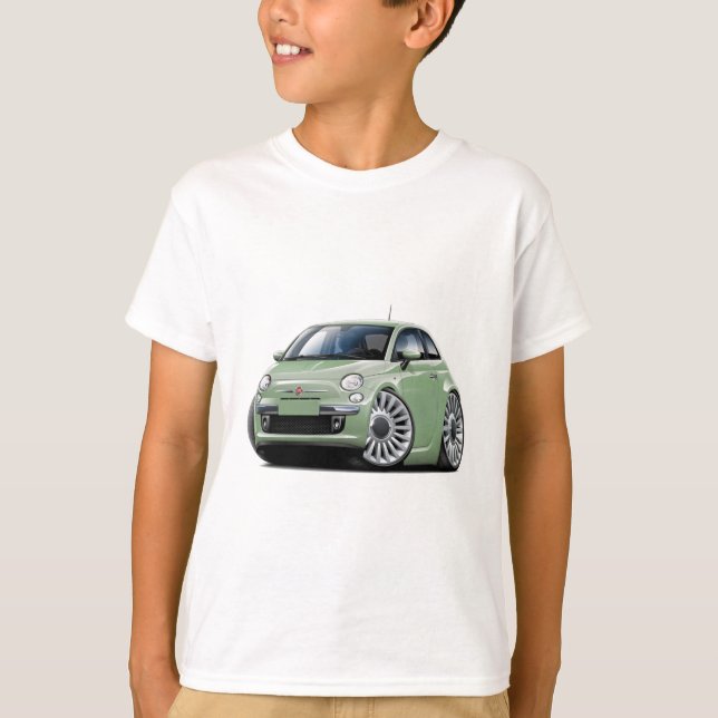 Fiat 500 Lt Göra grön Bil T-shirt (Framsida)