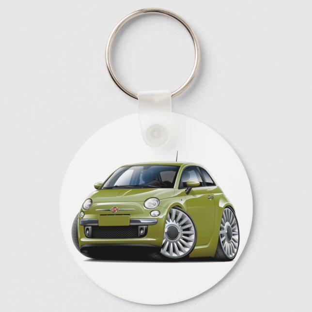 Fiat 500 olivbil nyckelring (Framsida)