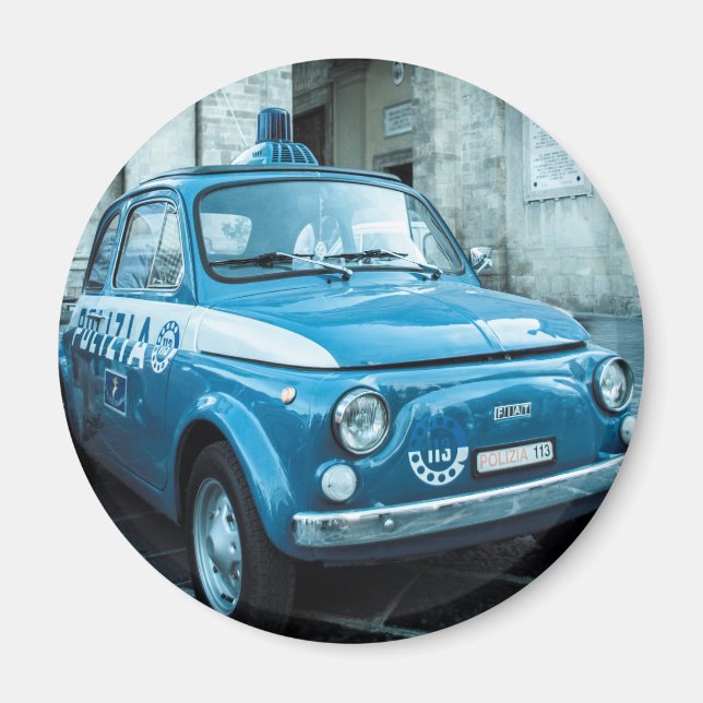 Fiat 500-polisbil i Italien Magnet (Framsidan)