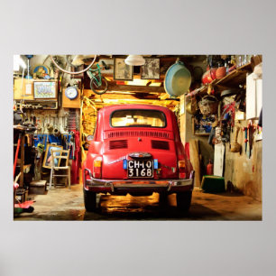 Fiat 500 Poster, retro cinquecento, i Italien Poster