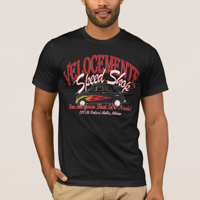 Fiat 500 rusar shoppar t-skjortan! t shirt (Framsida)