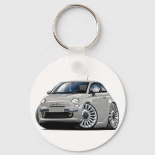 Fiat 500 Silver-bil Nyckelring