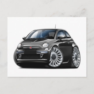Fiat 500 svart bil vykort