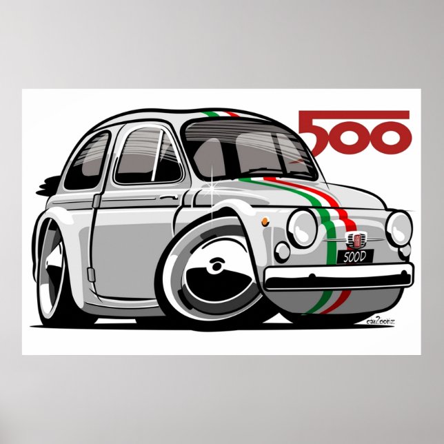 Fiat 500D, karikatyrvit Poster (Framsidan)
