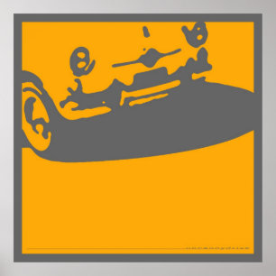 Fiat 600 Detail, 1956 - Gult på Grått Print Poster
