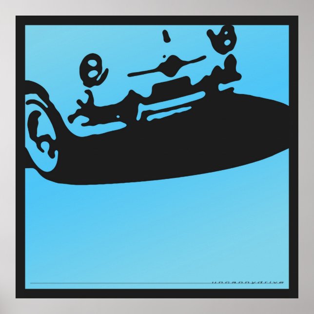 Fiat 600 Detalj - ljusblå på svart Poster (Framsidan)