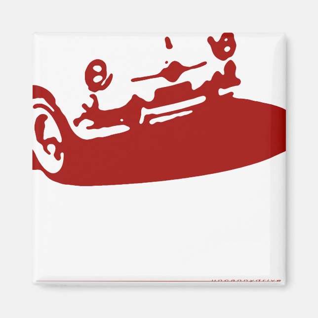 Fiat 600 Detalj - Mörk röd på ljus Magnet (Framsidan)