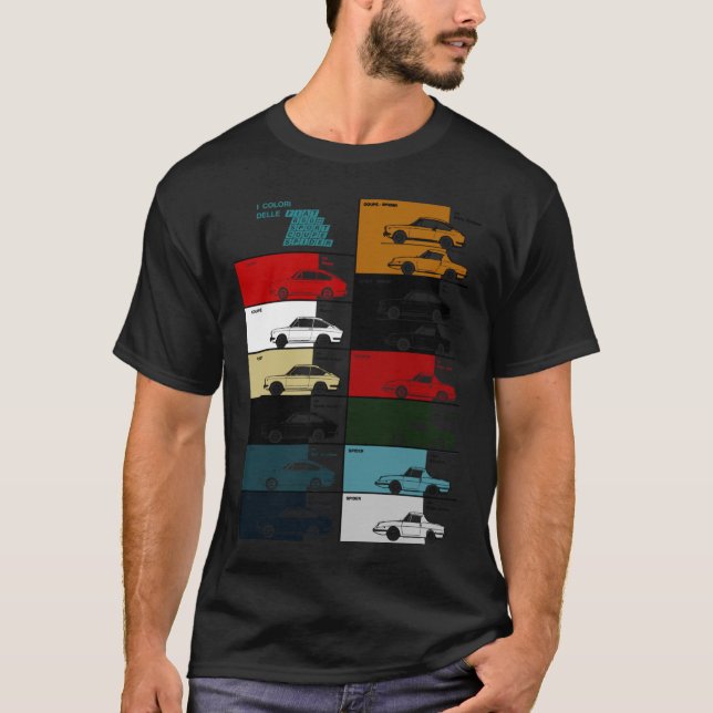 FIAT 850 IDROTTSKOUPE SPIDER FÄRG CHART63 T SHIRT (Framsida)