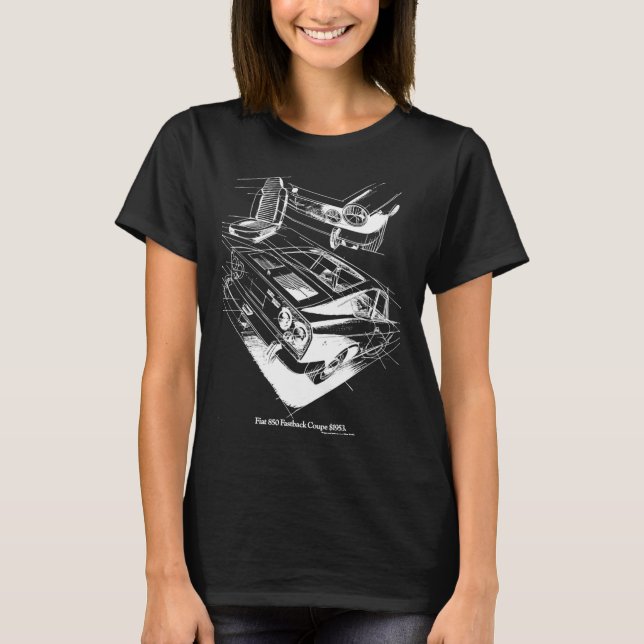 FIAT 850 vit på svart363 T Shirt (Framsida)