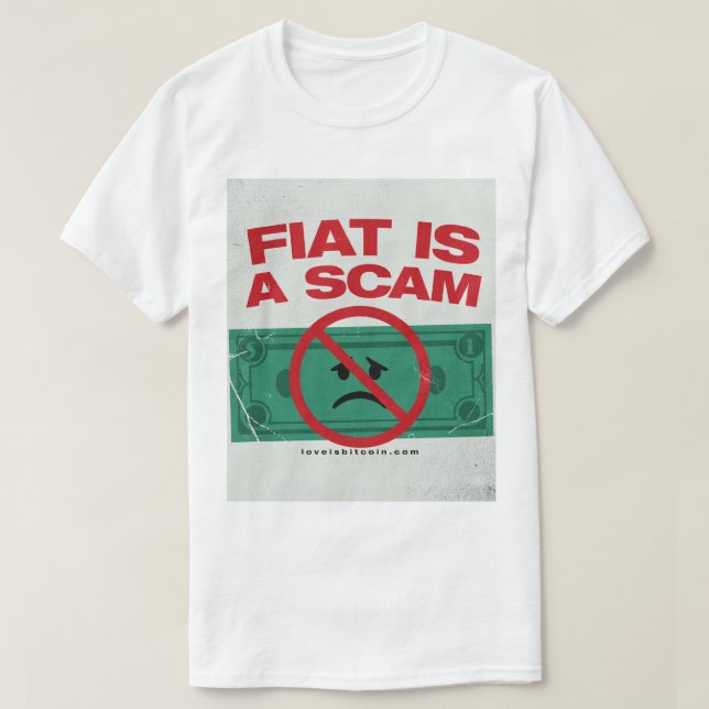 FIAT ÄR EN BLUFF - Bitcoin T-Shirt (Design framsida)