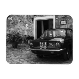 FIAT-vintage i Italien i svartvitt Magnet