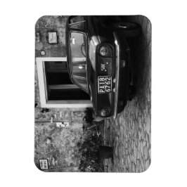 FIAT-vintage i Italien i svartvitt Magnet