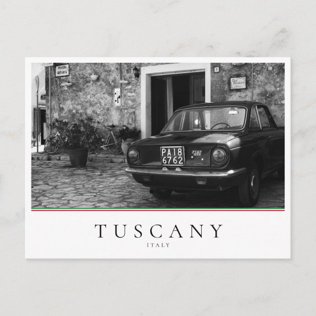 FIAT-vintage i Italien i svartvitt Vykort (Framsida)