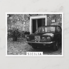 FIAT-vintage i Italien i svartvitt Vykort