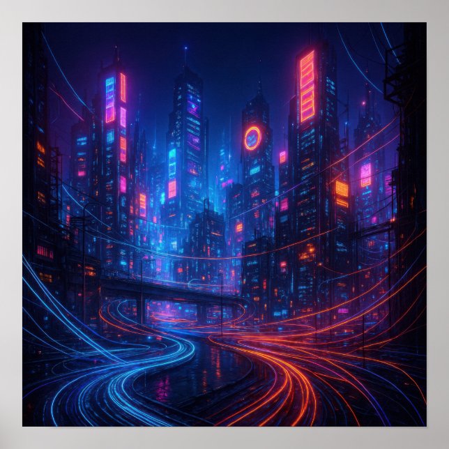 Fiber Optic Cityscape Poster (Framsidan)