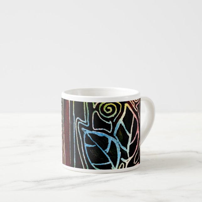 Fiberkonst räcker sned löv - orangen tonar espressomugg (Framsida höger)