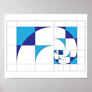 Fibonacci abstrakt geometric canvas art poster