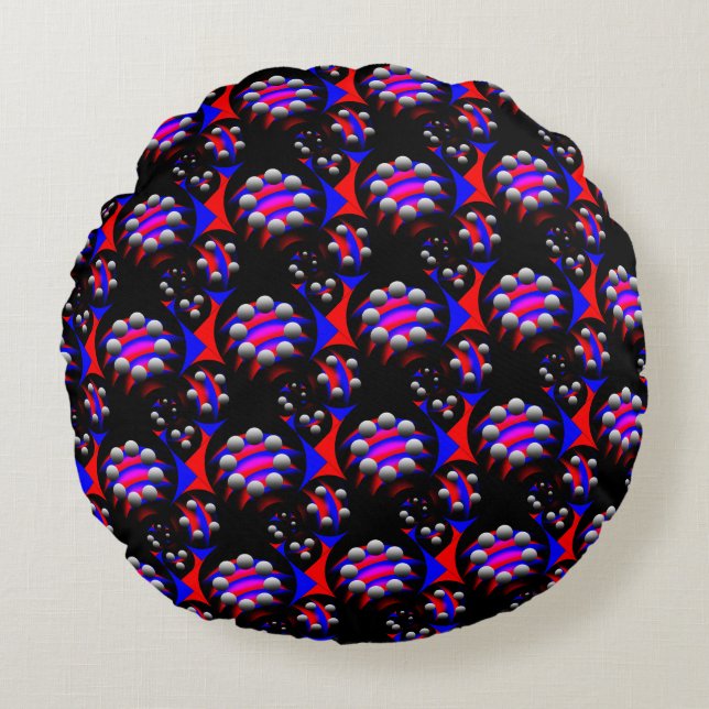 Fibonacci 'Fish Black' av Kenneth Yoncich Rund Kudde (Framsidan)