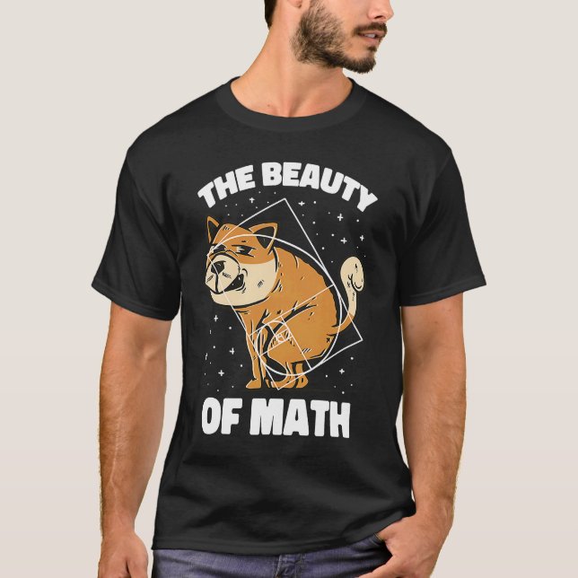 Fibonacci Golden Ratio Hund för matematik T Shirt (Framsida)