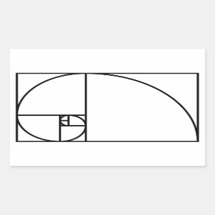 Fibonacci golden ratio - unik matematisk konst rektangulärt klistermärke