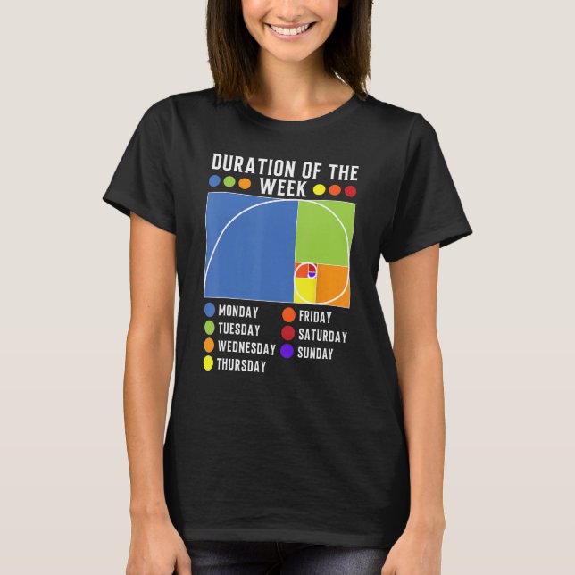 Fibonacci gyllene kvot varaktighet av veckan t shirt (Framsida)