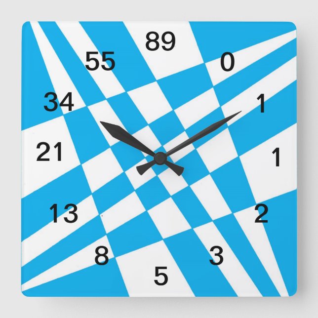 Fibonacci-klocka med nummer fyrkantig klocka (Framsida)