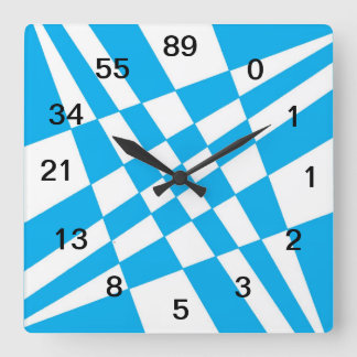 Fibonacci-klocka med nummer fyrkantig klocka