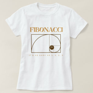 Fibonacci med brun text för math älskare t shirt