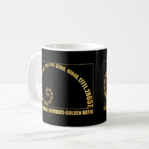 Fibonacci numrerar, det guld- förhållandet kaffemugg