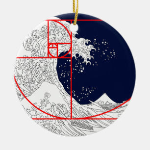 Fibonacci-sekvensen och den Underbara vågen Julgransprydnad Keramik
