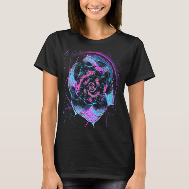 Fibonacci Sequence Flower Vaporwave Aesthetics T Shirt (Framsida)