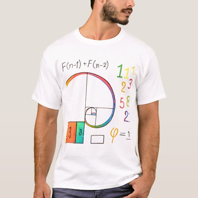 Fibonacci Sequence & Golden Ratio Math T-Shirt (Framsida)