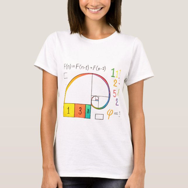 Fibonacci Sequence & Golden Ratio Math T-Shirt (Framsida)