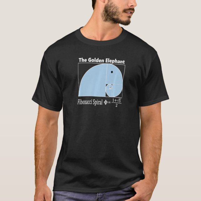 Fibonacci Spiral - Golden Elephant Math T Shirt (Framsida)