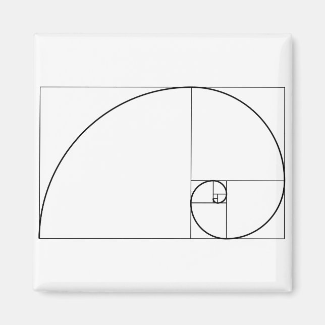 Fibonacci Spiral Golden Ratio Magnet (Framsidan)