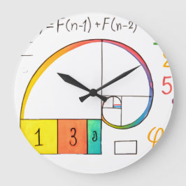 Fibonacci Spiral & Golden Ratio Math Wall Clock Stor Klocka