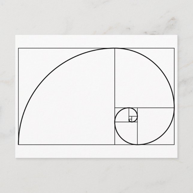 Fibonacci Spiral Gyllene Snittet Vykort (Framsida)