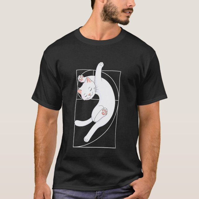 Fibonacci Spiral Katt T Shirt (Framsida)